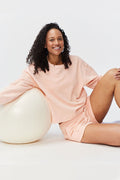Freasy Lightweight Crewneck Pullover Sweatshirt in Peach - Image 9