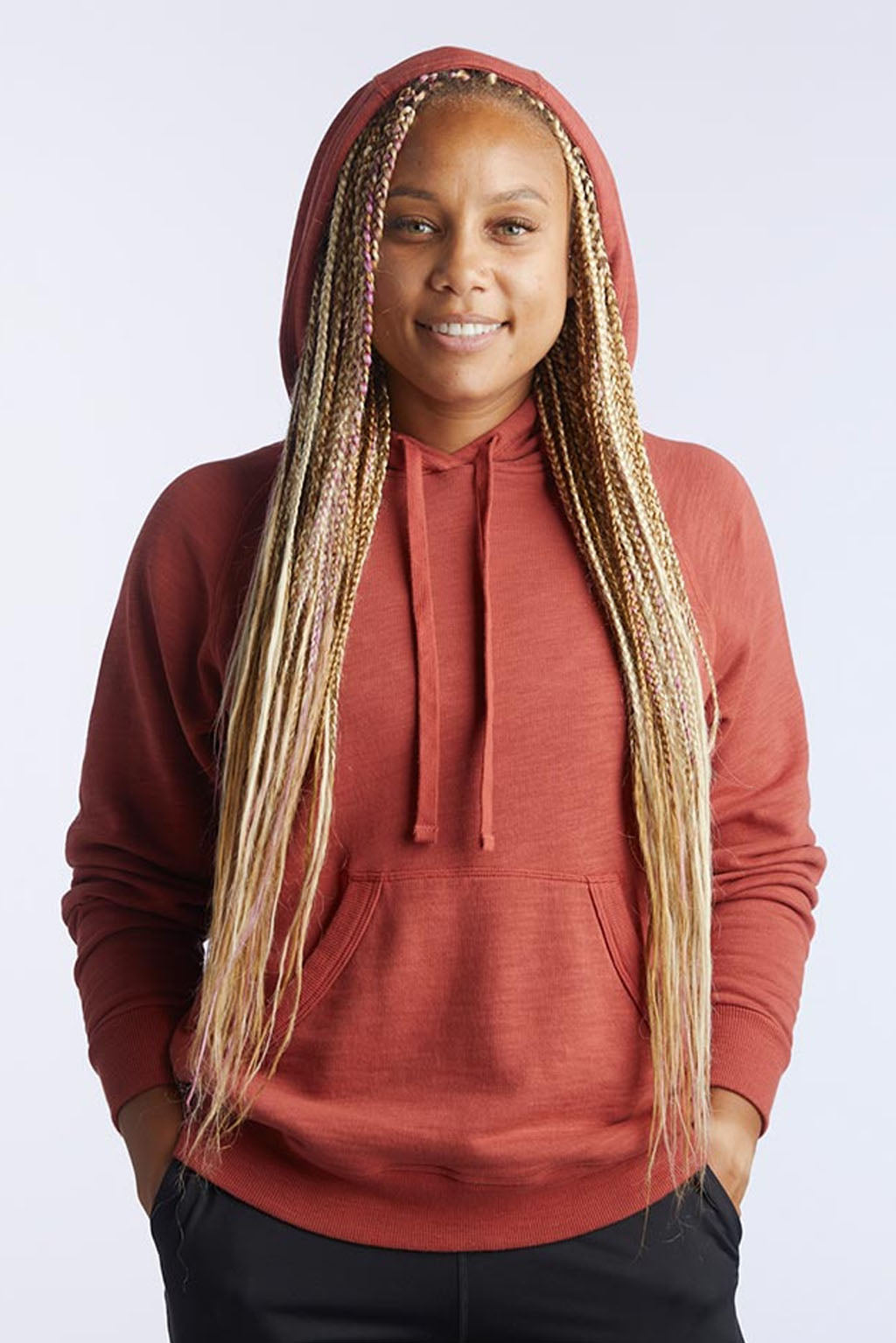 Women's Relaxed Fit Teal Pullover Hoodie with Front Pocket - Image 8