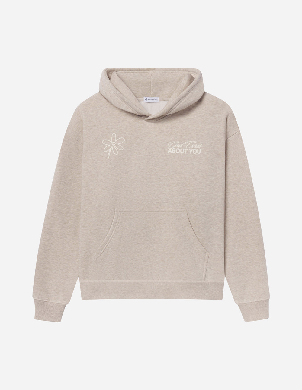 God Cares About You Unisex Hoodie in Beige and Cream