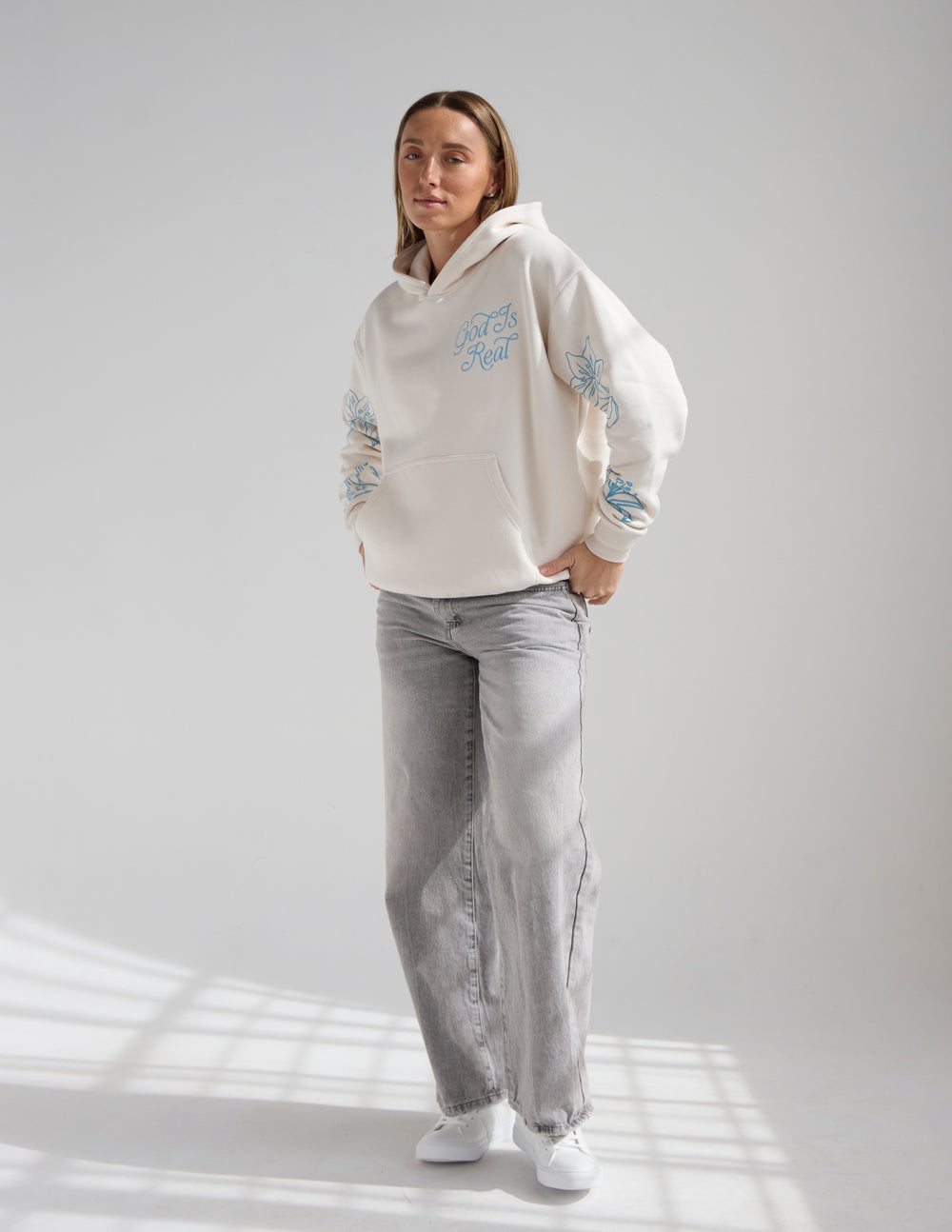 God Is Real Unisex Cotton Hoodie - Relaxed Fit Streetwear
