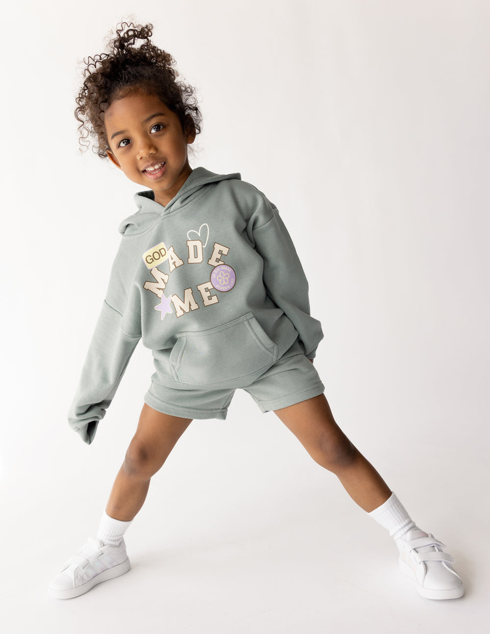 Kids French Terry Shorts Relaxed Fit Sage Green and Lavender