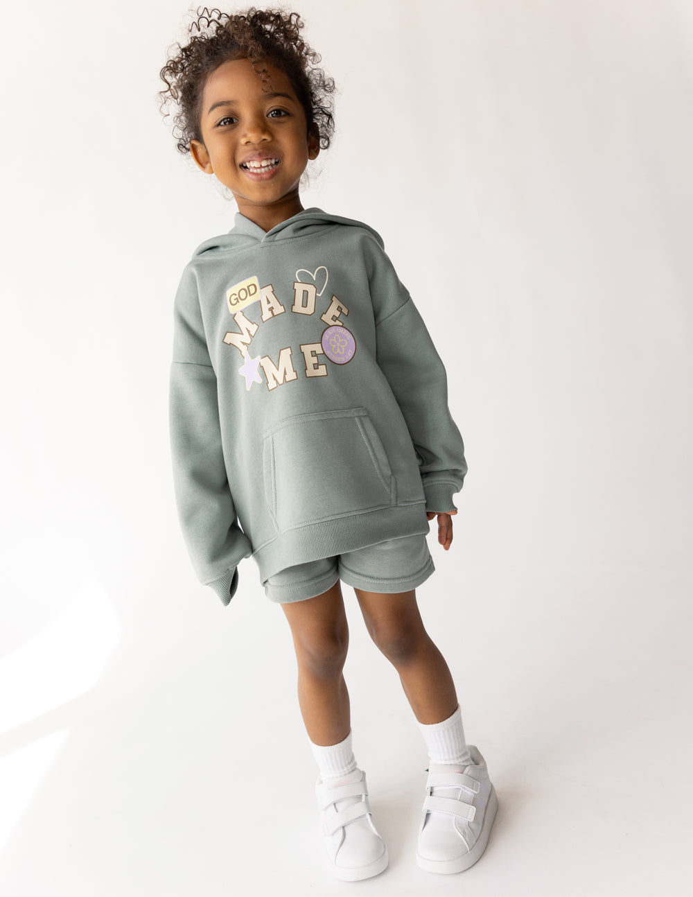 Kids French Terry Shorts Relaxed Fit Sage Green and Lavender