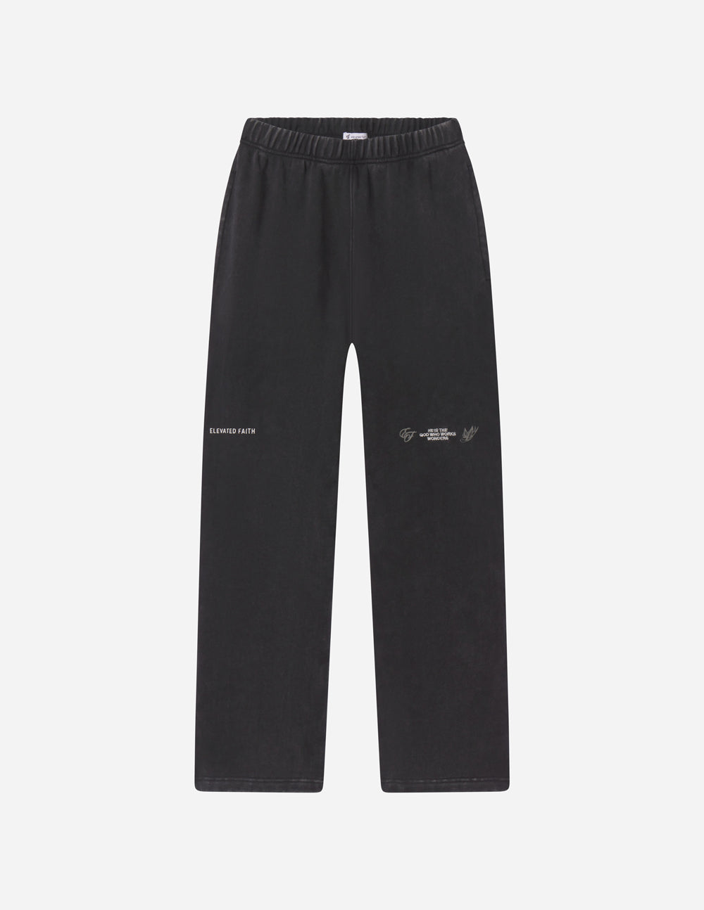 God of Miracles Wide Leg Sweatpants - Washed Charcoal Black