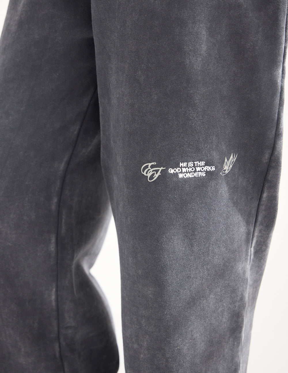 God of Miracles Wide Leg Sweatpants - Washed Charcoal Black