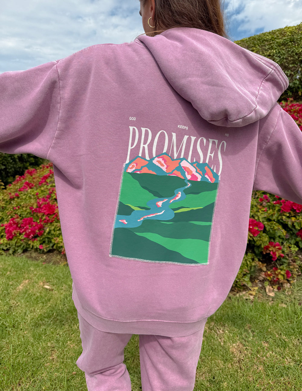God's Promises Unisex Hoodie in Purple and Mauve