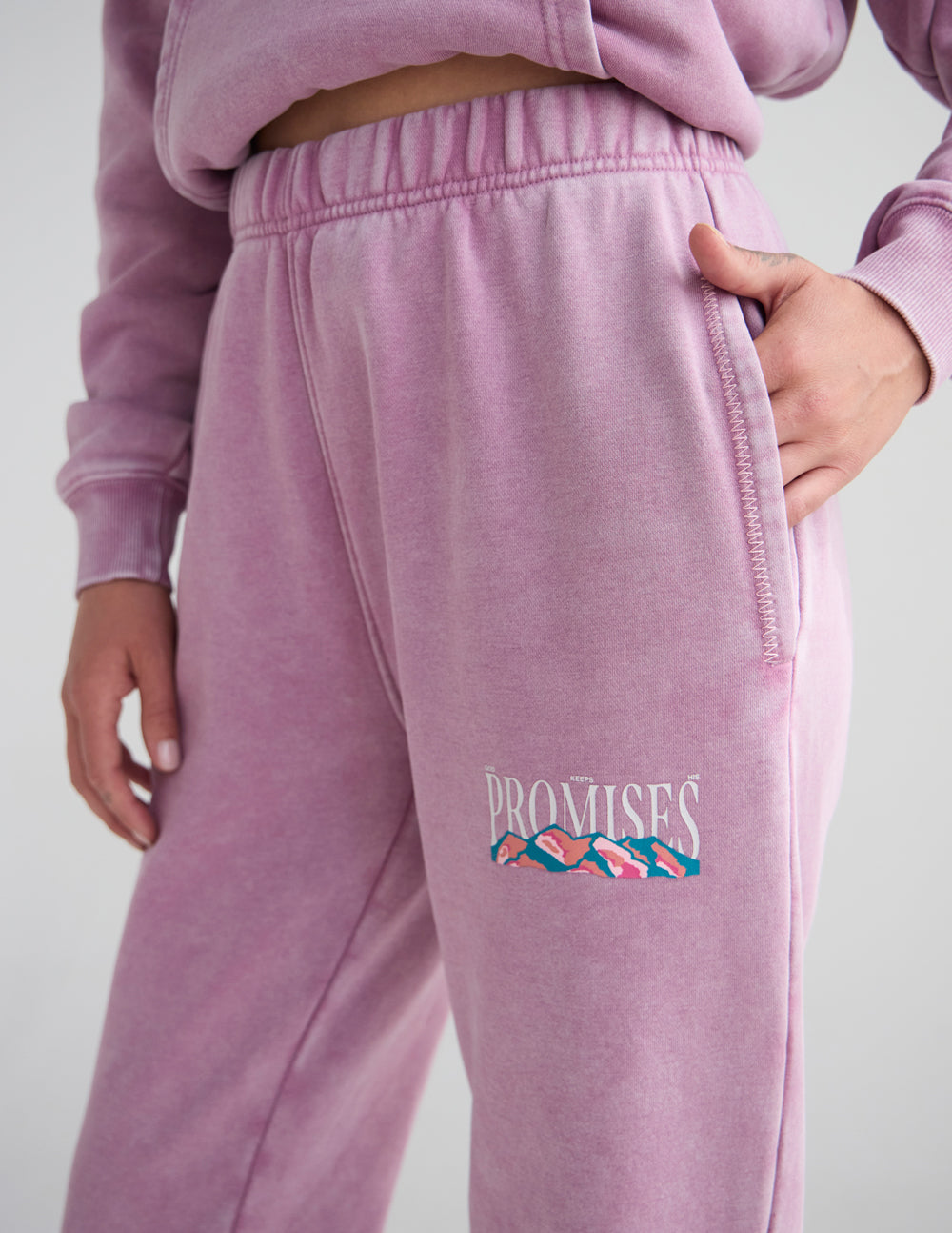 God's Promises Unisex Mauve Dusty-Rose Knit Streetwear Sweatpants