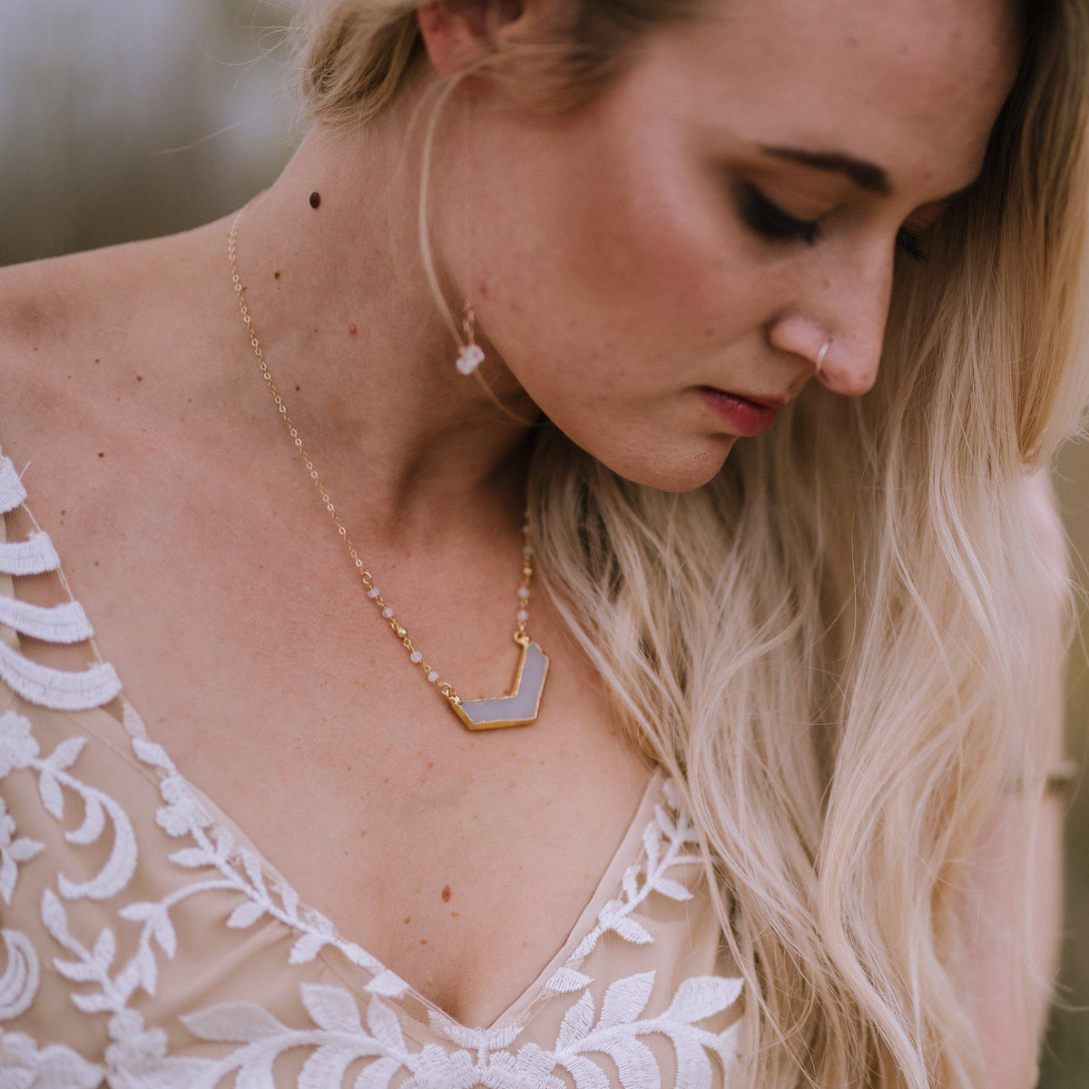 Gold Herkimer Diamond Threader Earrings