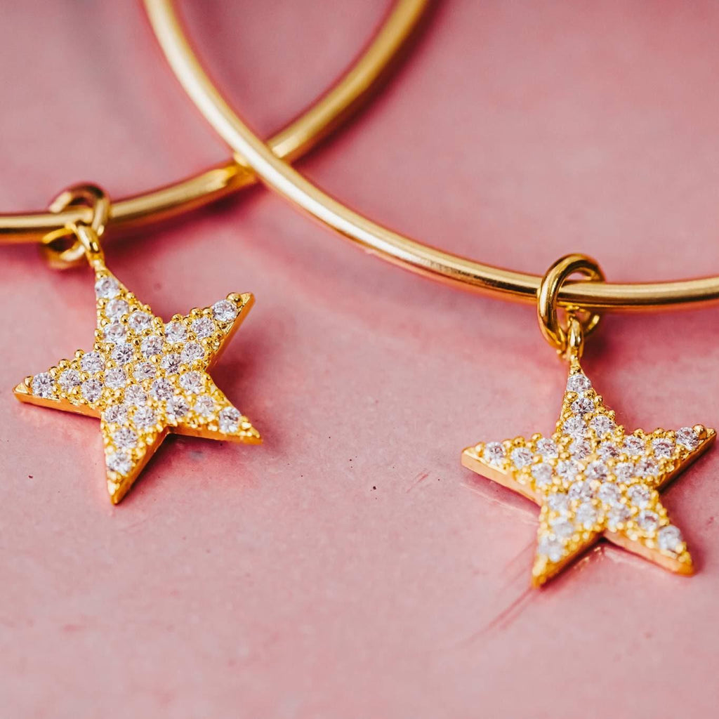 Gold Star Hoop Earrings