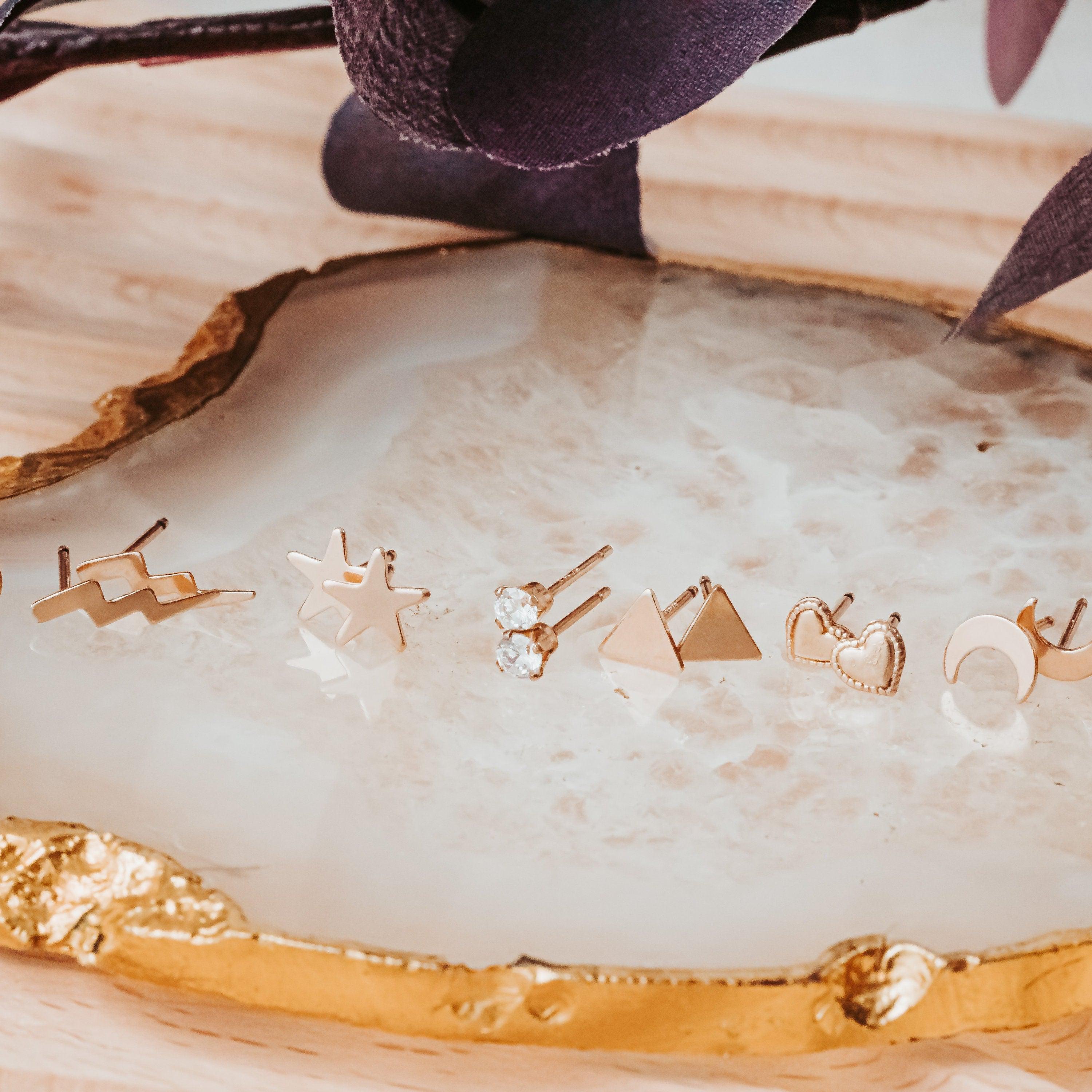 Gold Triangle Stud Earrings