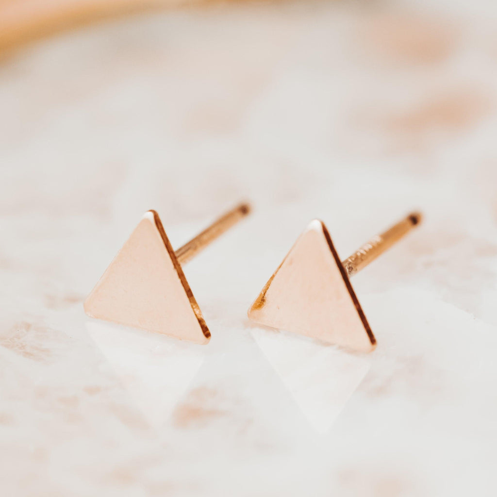 Gold Triangle Stud Earrings
