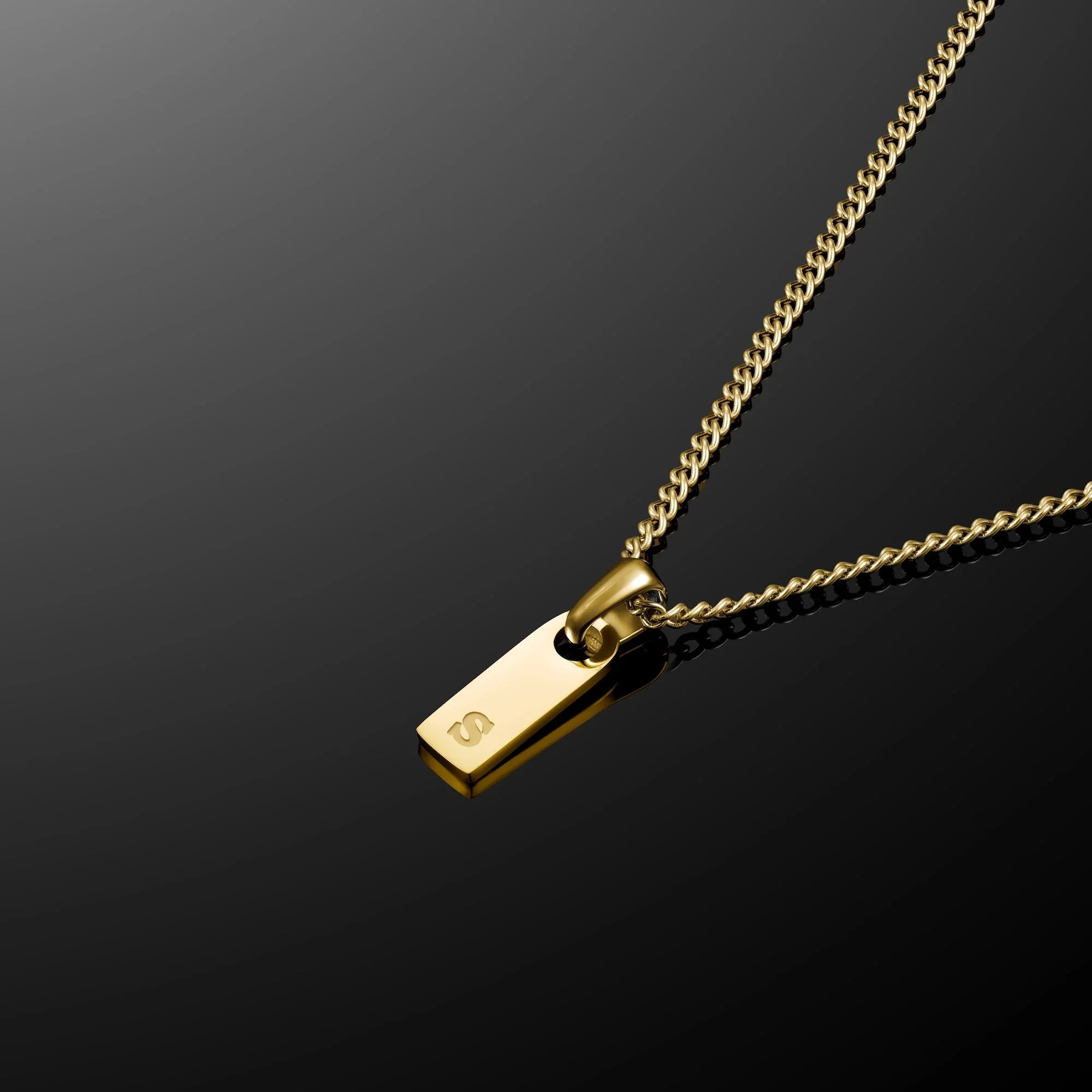 Initial Tag Pendant - 14K Gold