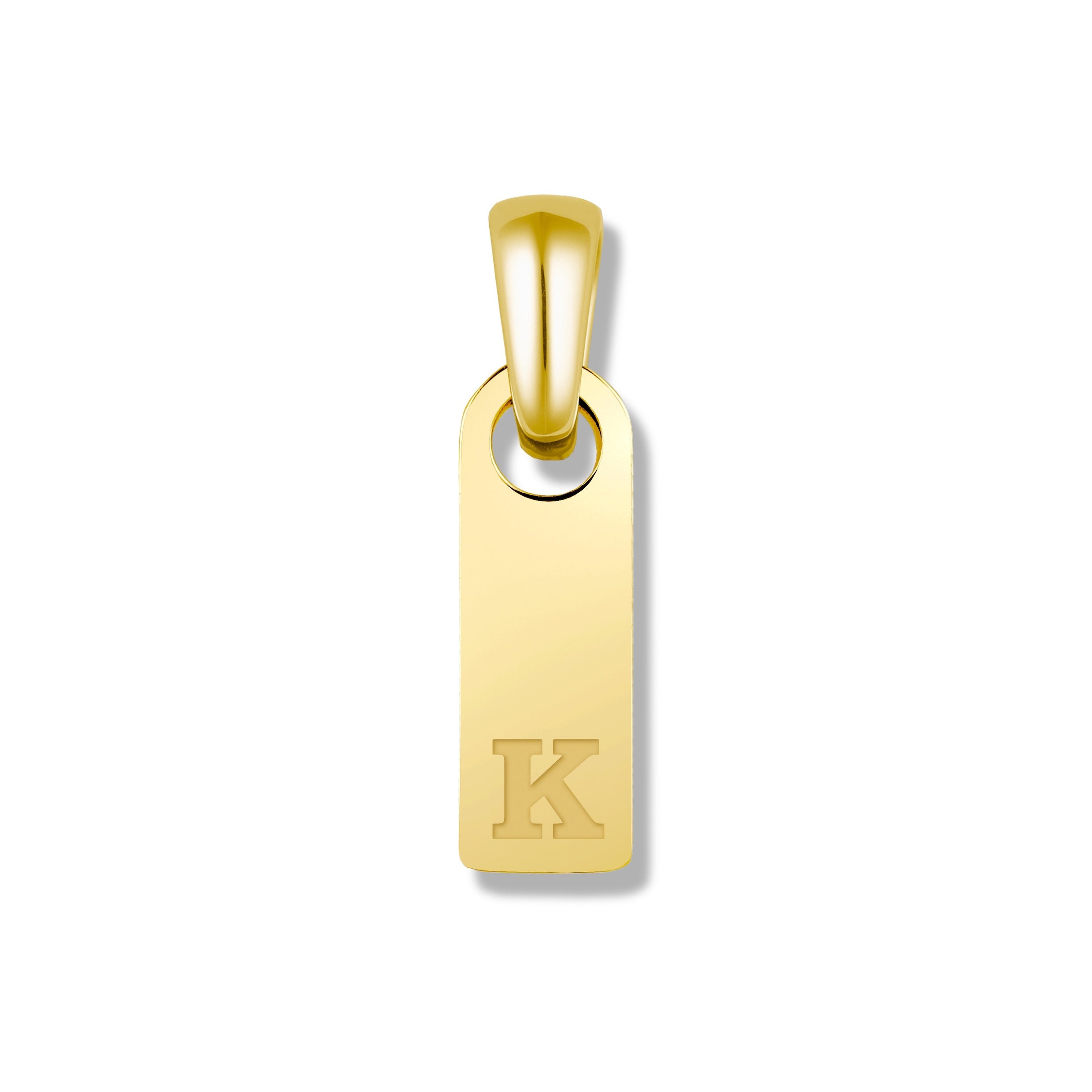 Initial Tag Pendant - 14K Gold