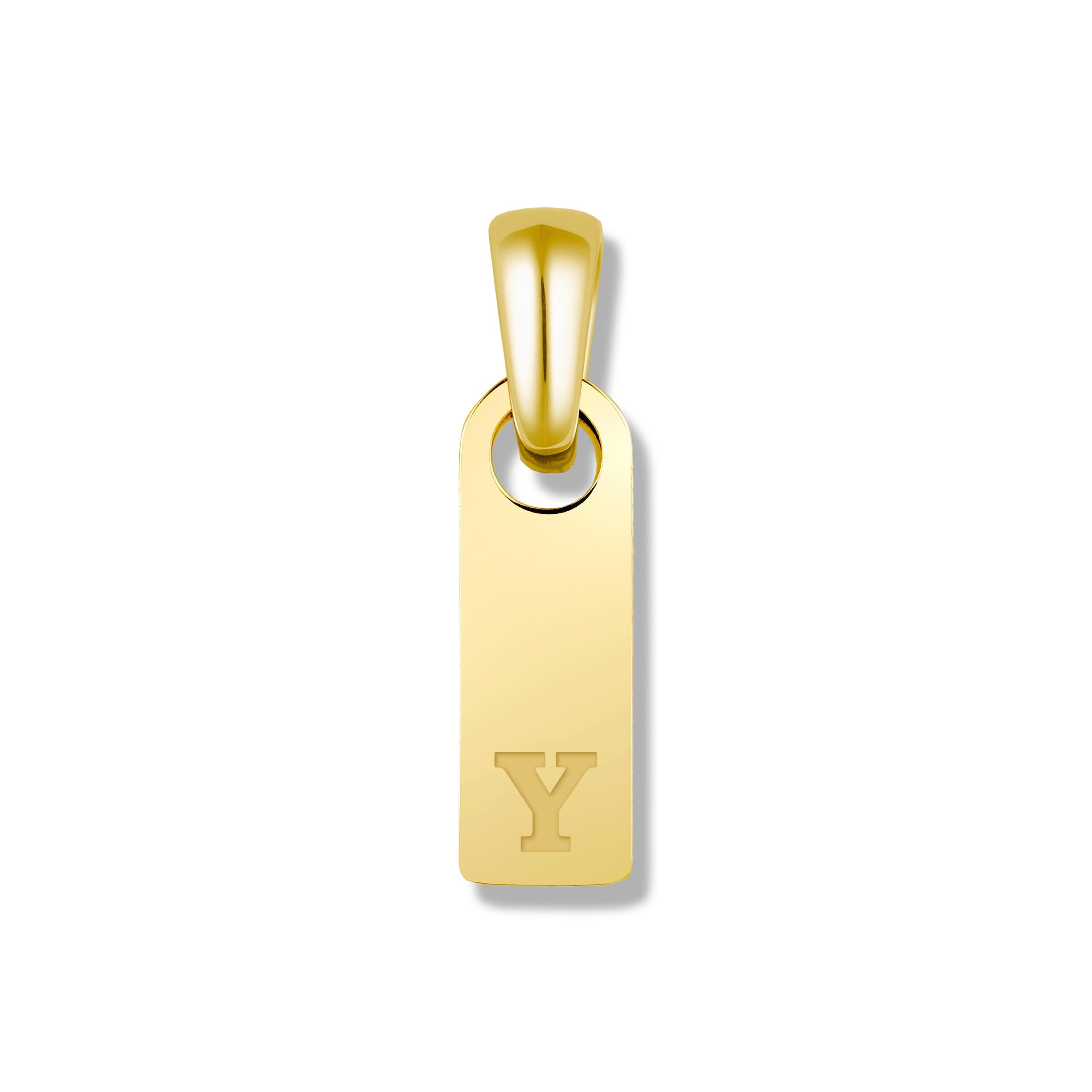 Initial Tag Pendant - 14K Gold