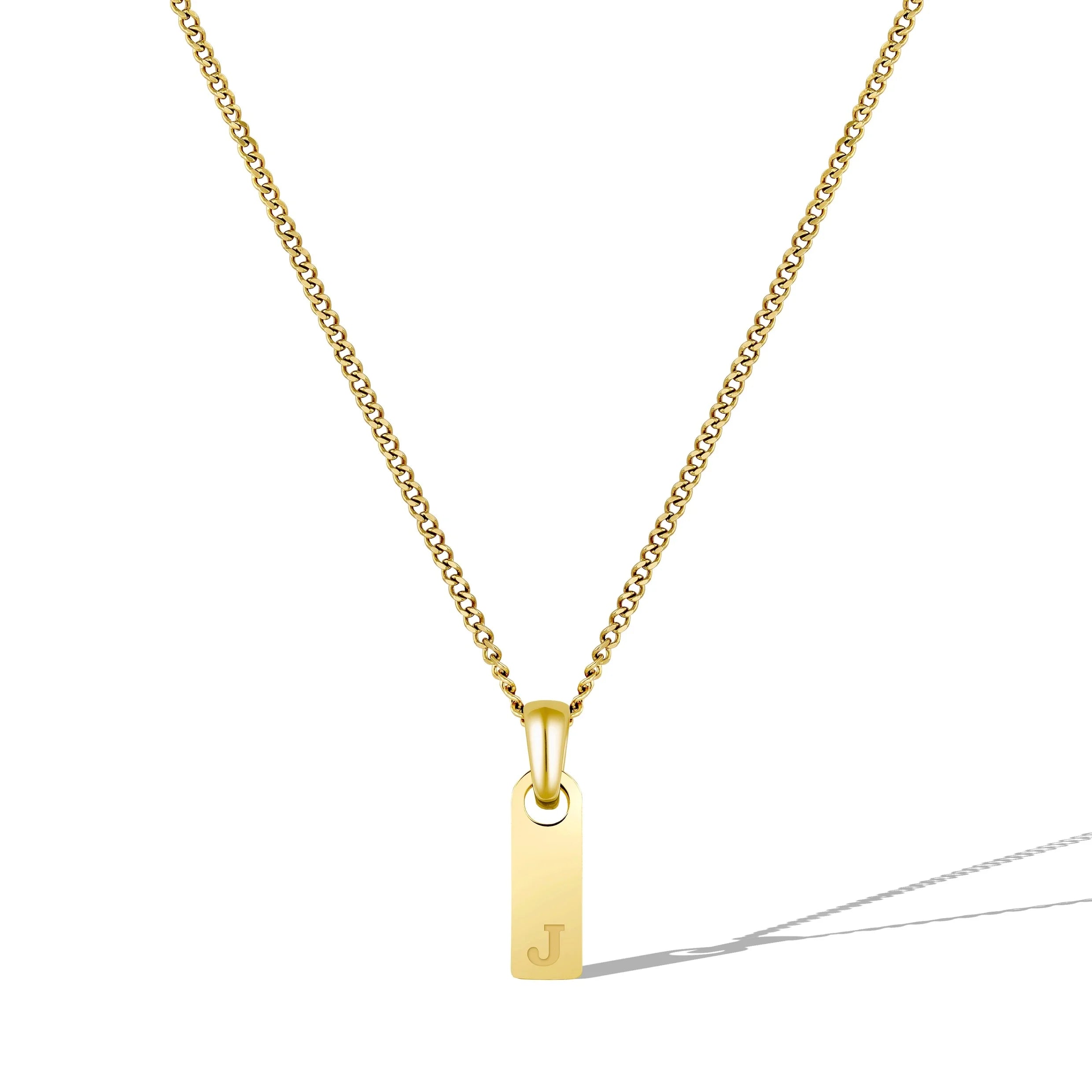 Initial Tag Necklace - 14K Gold