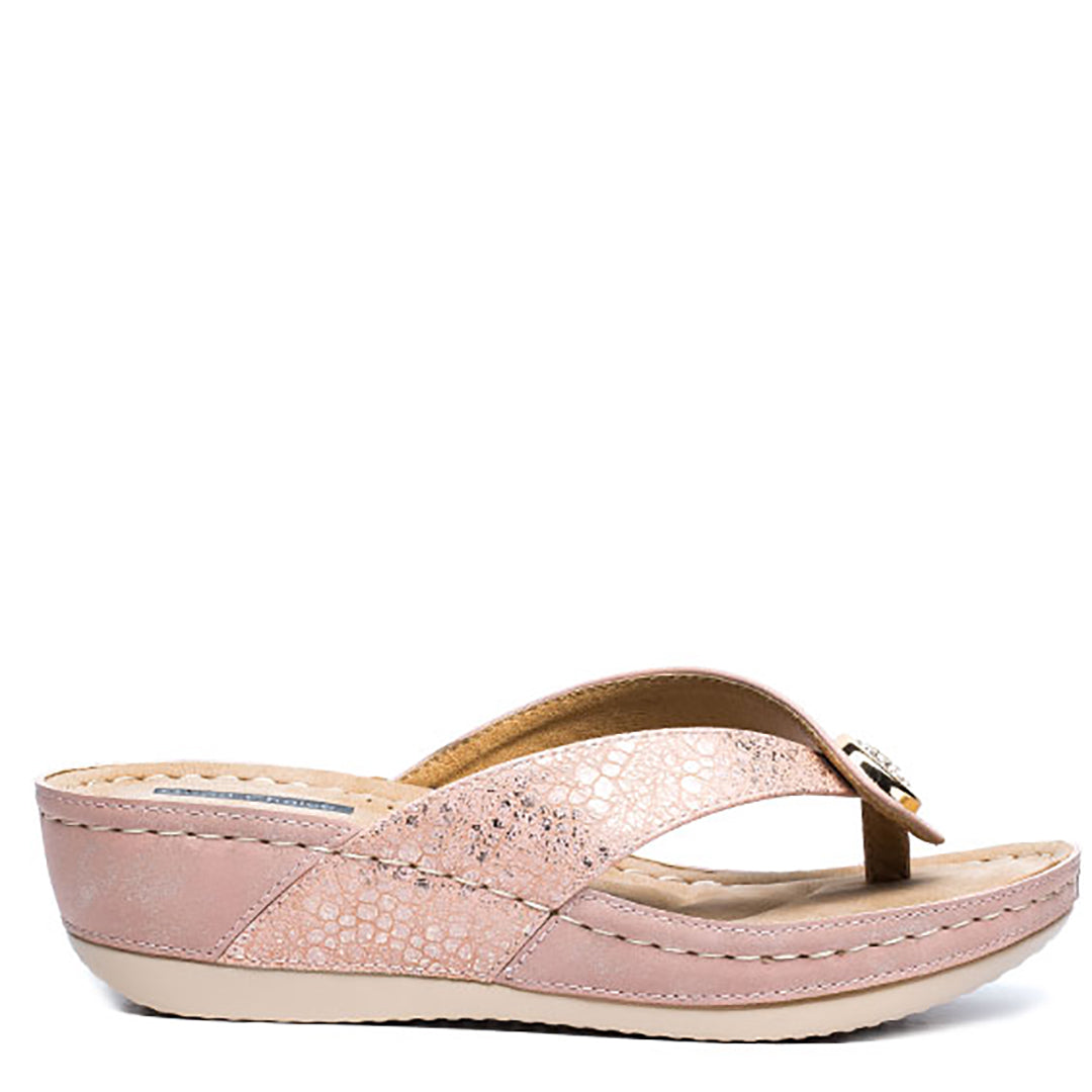 Chic Women's Dafni Blush Wedge Sandals with Embellished Accent - Image 3