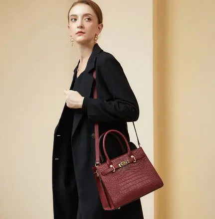 Elegant  Large Capacity Genuine Leather Handbag – Retro Style Tote for Women