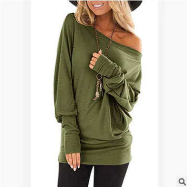 Women's Burgundy Off-Shoulder Long Sleeve Soft Knit T-Shirt