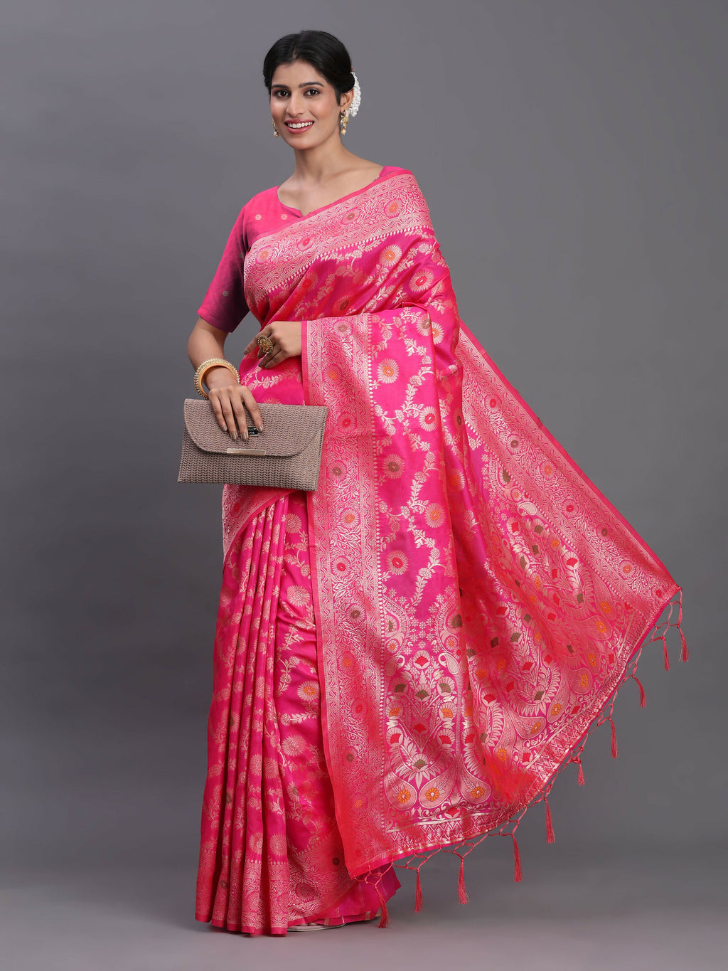 Shree Shyam Fashion Banarasi Silk Pink Saree