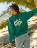 Grace Unisex Crewneck in Greenlake featuring Romans 5:8 verse on a soft cotton blend fabric