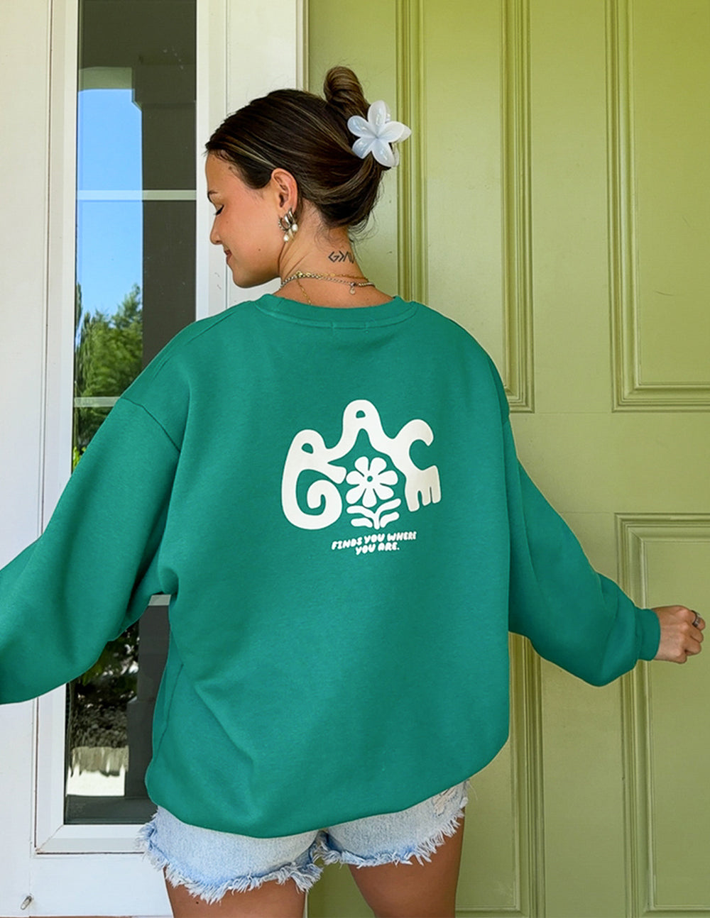 Grace Unisex Crewneck Pullover in Greenlake Cotton Blend