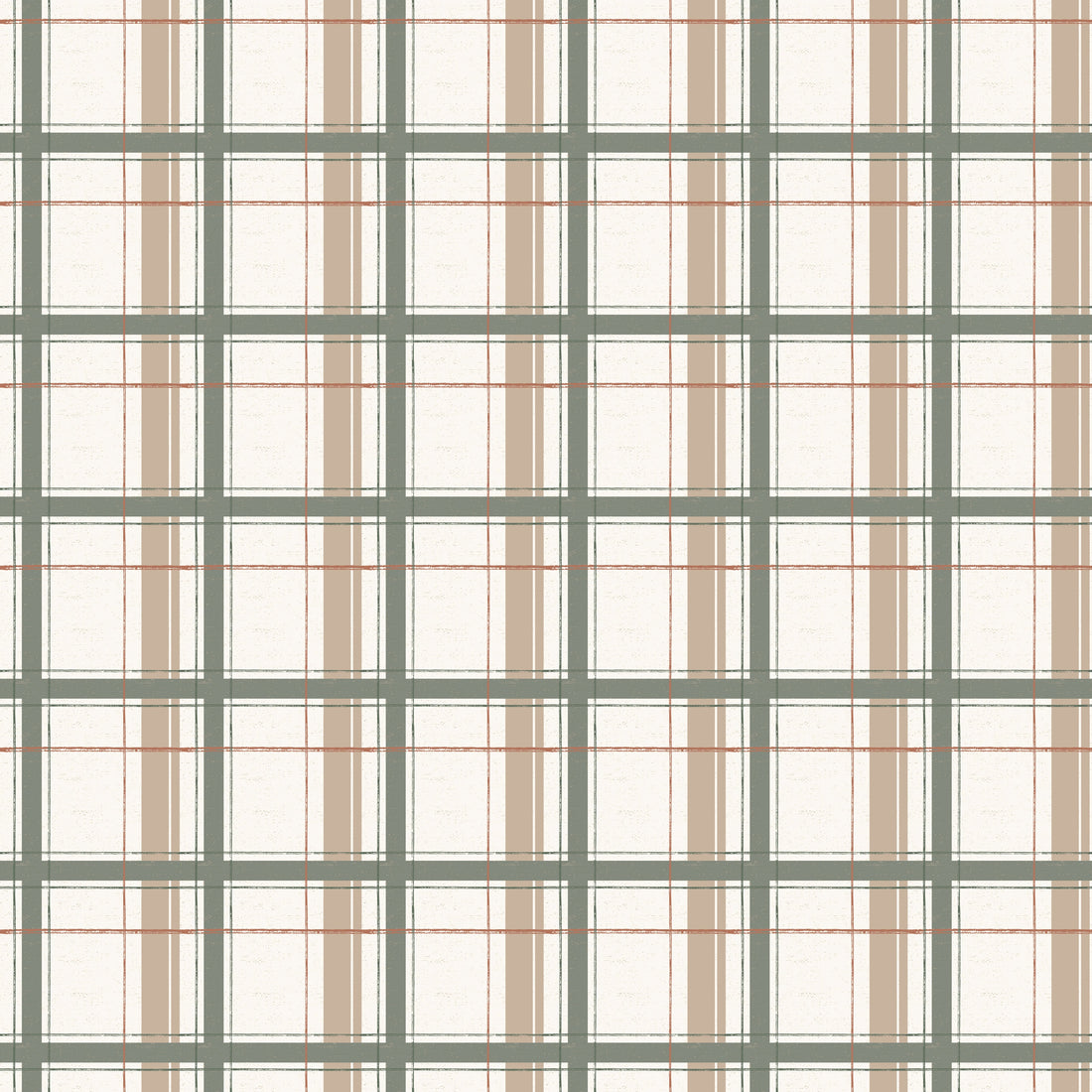 Grady Plaid Wallpaper in Green and Brown for Traditional Decor