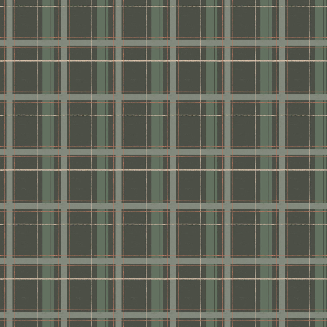 Grady Plaid Wallpaper in Green and Brown for Traditional Decor