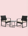 3-Piece Modern Wicker Patio Bistro Set with Beige Cushions
