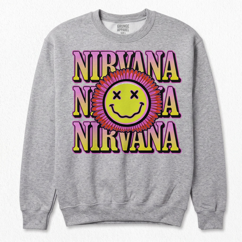 Nirvana Flower Smiley Face Tee or Sweatshirt
