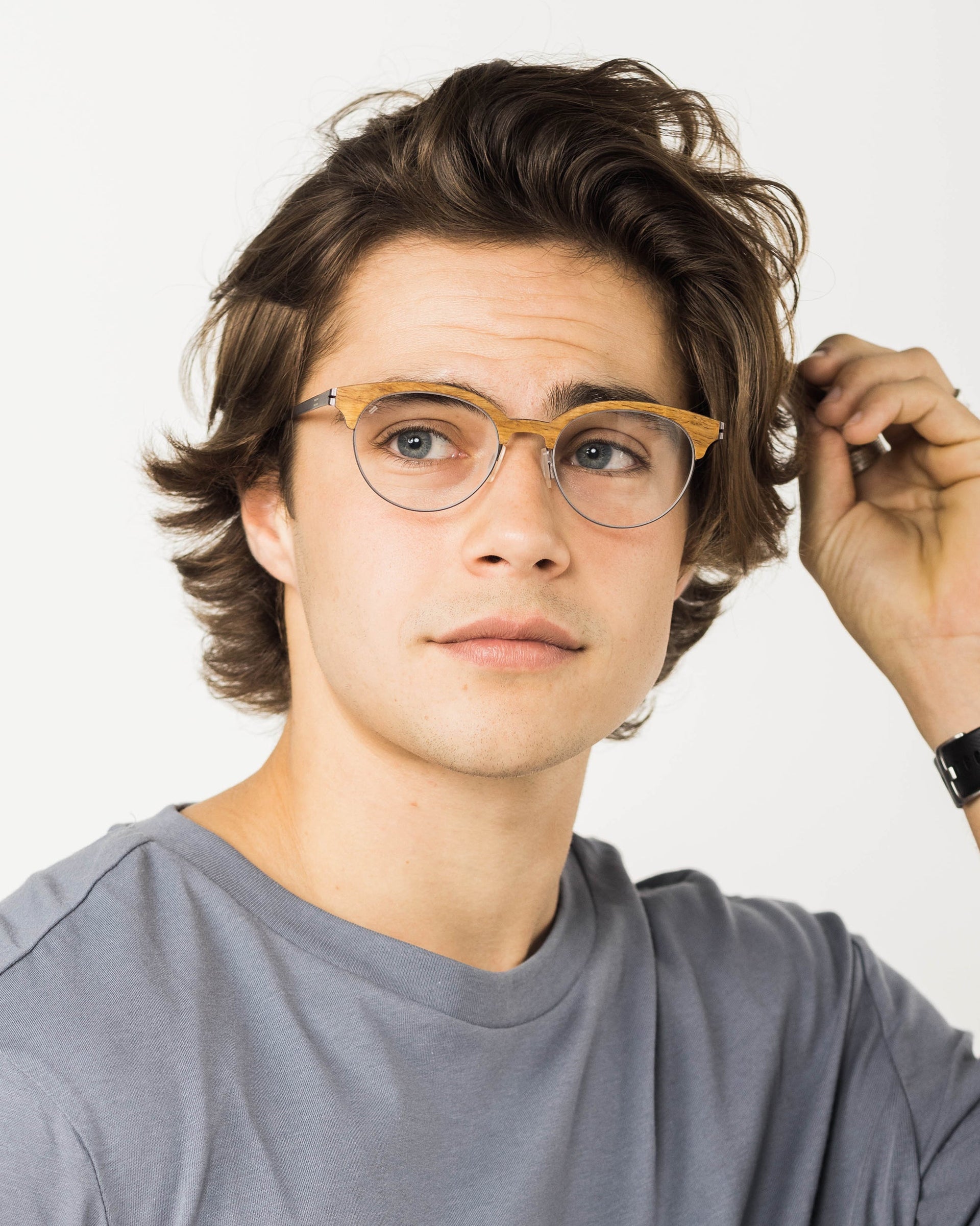 Grayton Round Wood and Metal Eyeglasses for Men and Women