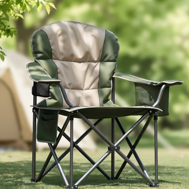 500 lbs Heavy Duty Folding Camping Chair with Cooler Bag