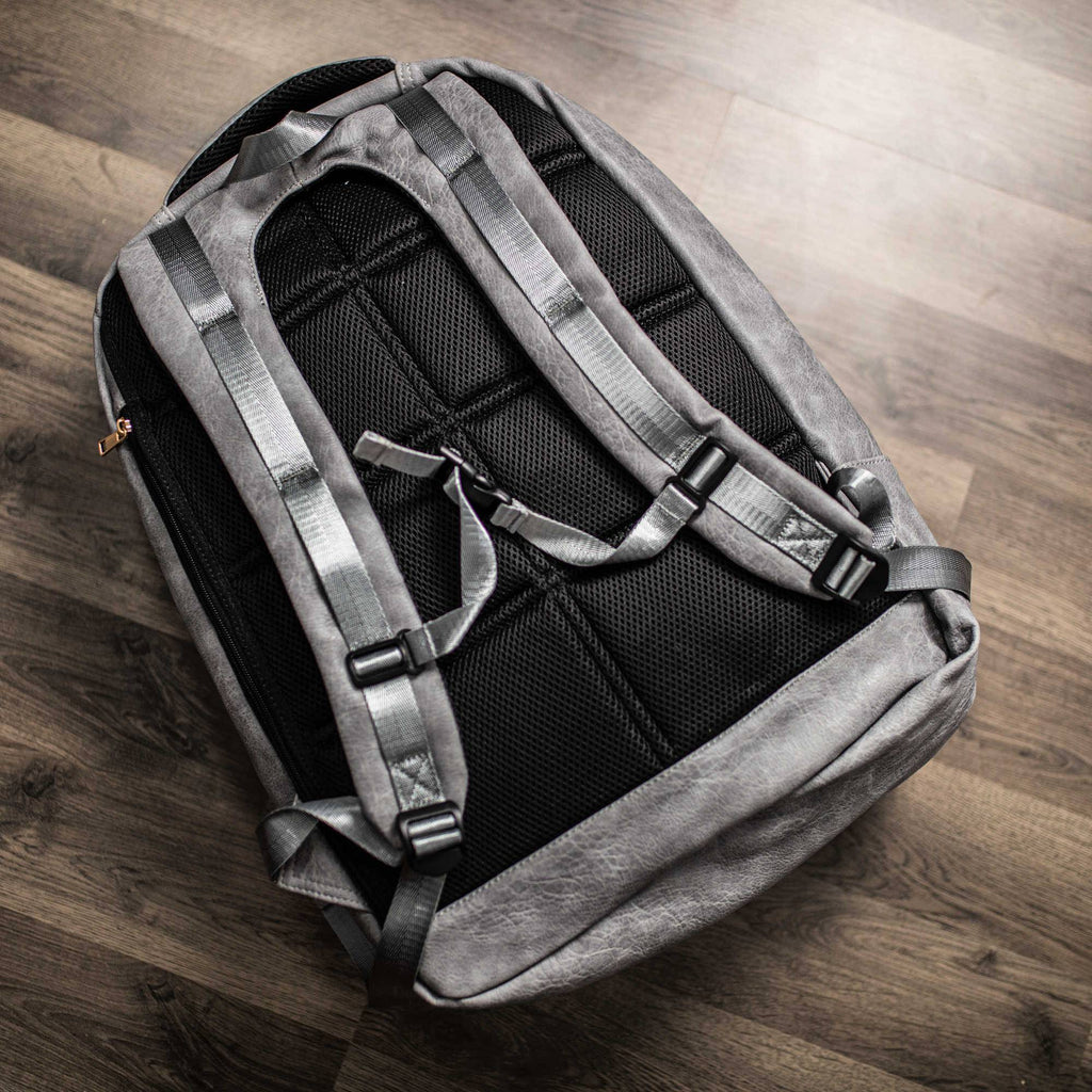 Grey Leather Commuter Bag