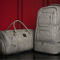 Grey Tumbled Leather Signature Bag Set (Signature Backpack and Duffle Bag)