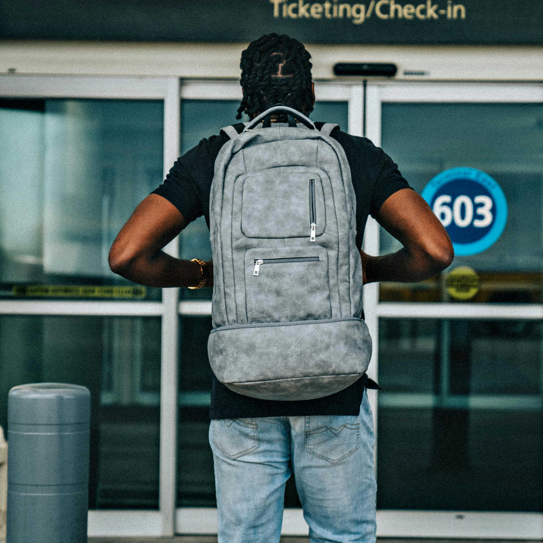 Grey Leather Carry-On Patented Backpack (Only 300 Made)