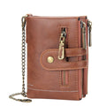 Men's Short Wallet with Double Zippers