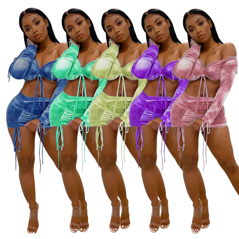 Women's Strapless Two-Piece Dress and Skirt Set in Milk Silk Print - Image 13