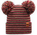 Haakwear Double Pom Pom, H Stitch Beanie, Multi Color Hat, Made in USA