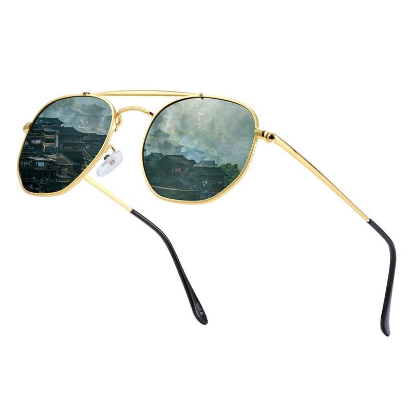 Polarized Hexagon Sunglasses with UV400 Protection - Gold & Black