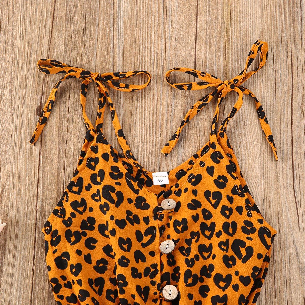 Baby Girls Leopard Print Sleeveless Romper Bohemian Playsuit