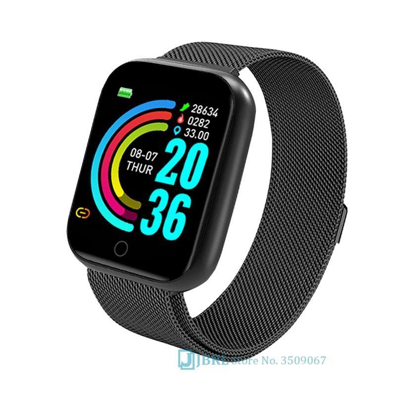 Modern Stainless Steel Square Smartwatch for Fitness and Daily Wear