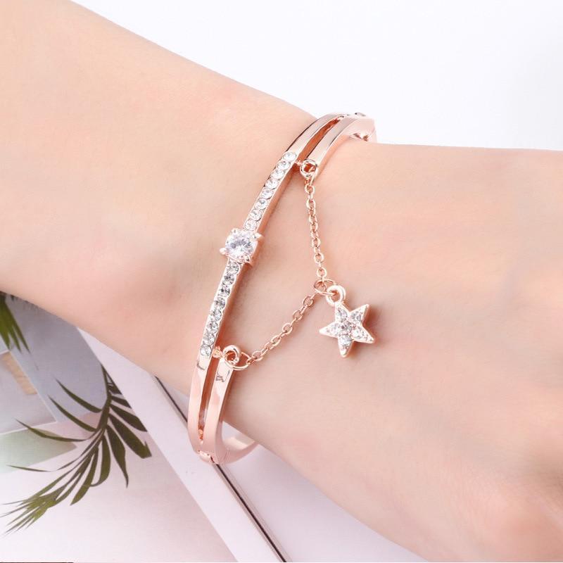 Rose Gold Forever Love Heart Charm Bracelet for Women
