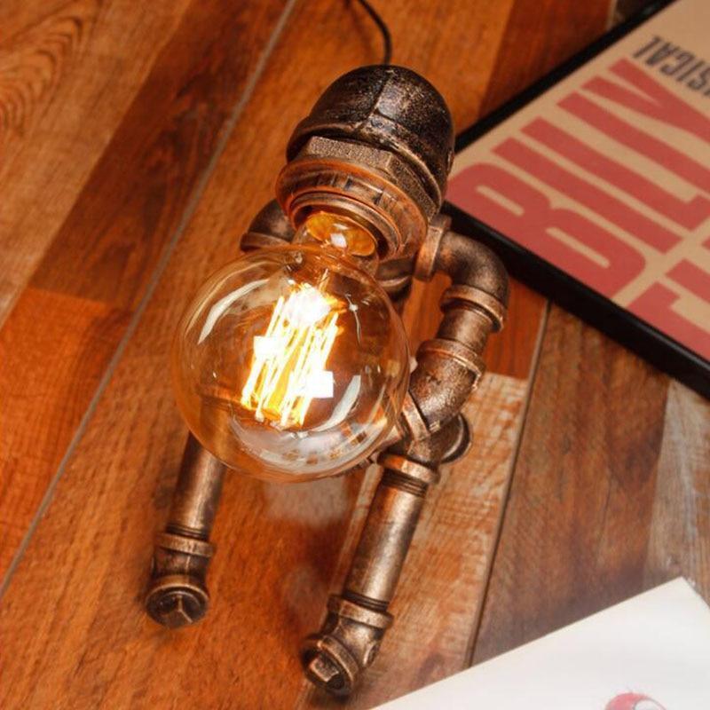 Vintage Industrial Iron Pipe Desk Lamp - Steampunk Kettle Table Light