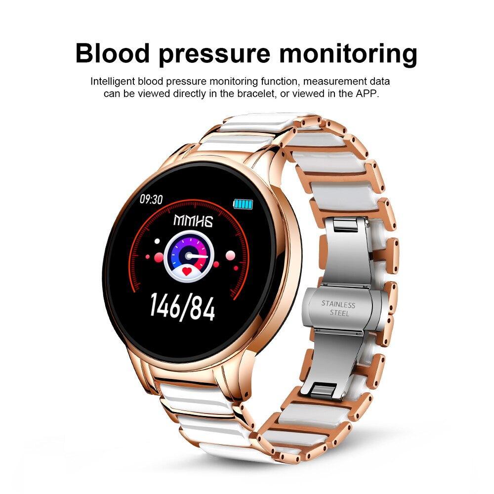 Women’s Ceramic-Style Smart Sport Watch with Health Monitors