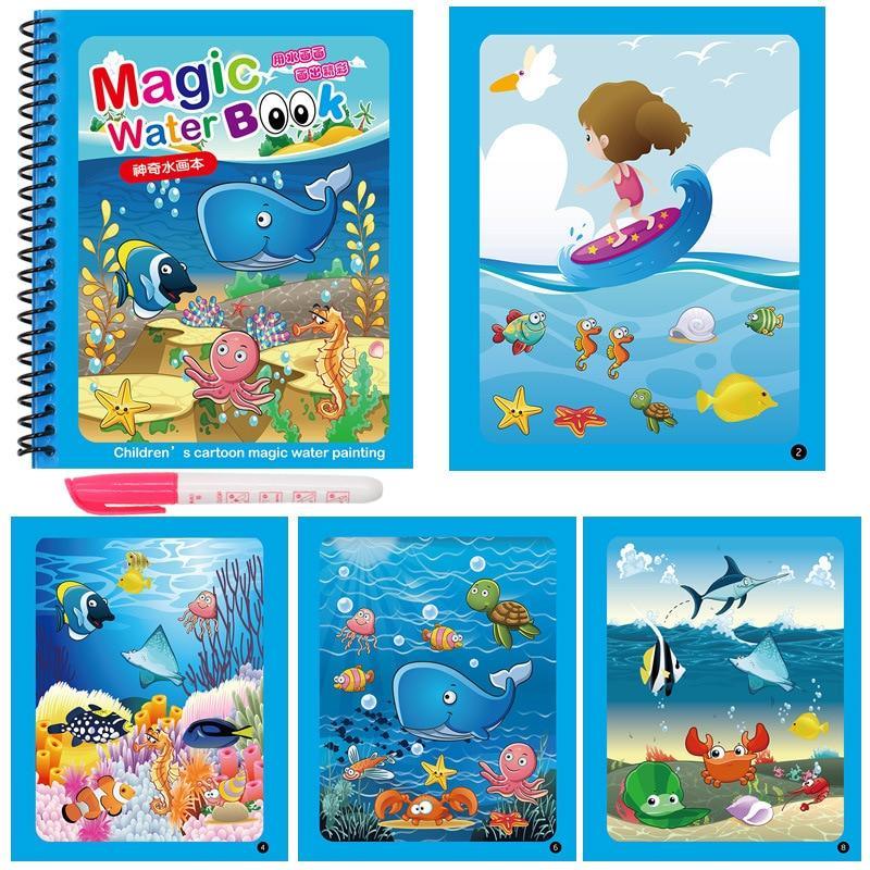 Reusable Magic Water Drawing Book for Kids - Mess-Free Coloring