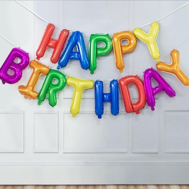 13-Piece Rose Gold Happy Birthday Foil Balloon Banner Set