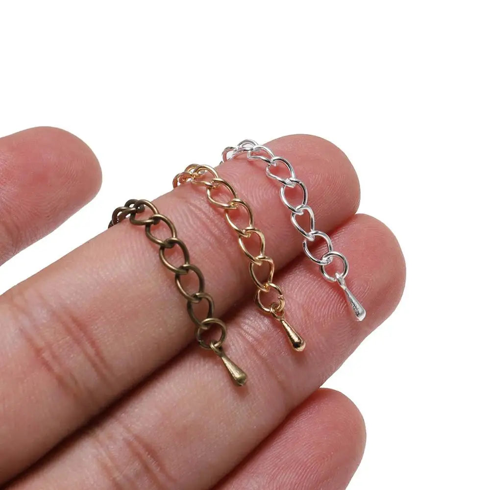 20pcs/lot 50-70mm Extended Extension Tail Chain Connectors Water Drop End Beads For DIY Jewelry Making Bracelet Necklace