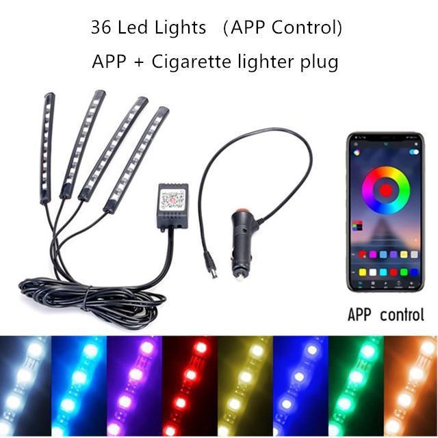 RGB LED Car Strip Lights with App Control & Music Sync Waterproof