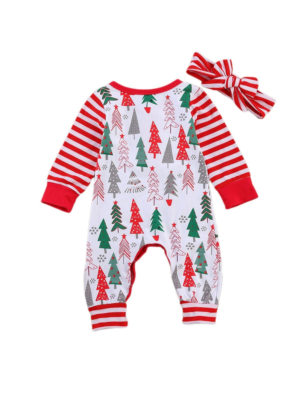Festive Newborn Christmas Romper & Headband Set - Red & Green