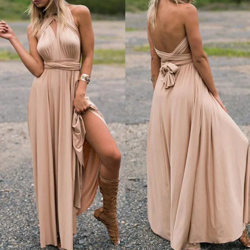 Women's Sexy Backless Convertible Wrap Maxi Dress Sleeveless - Image 3