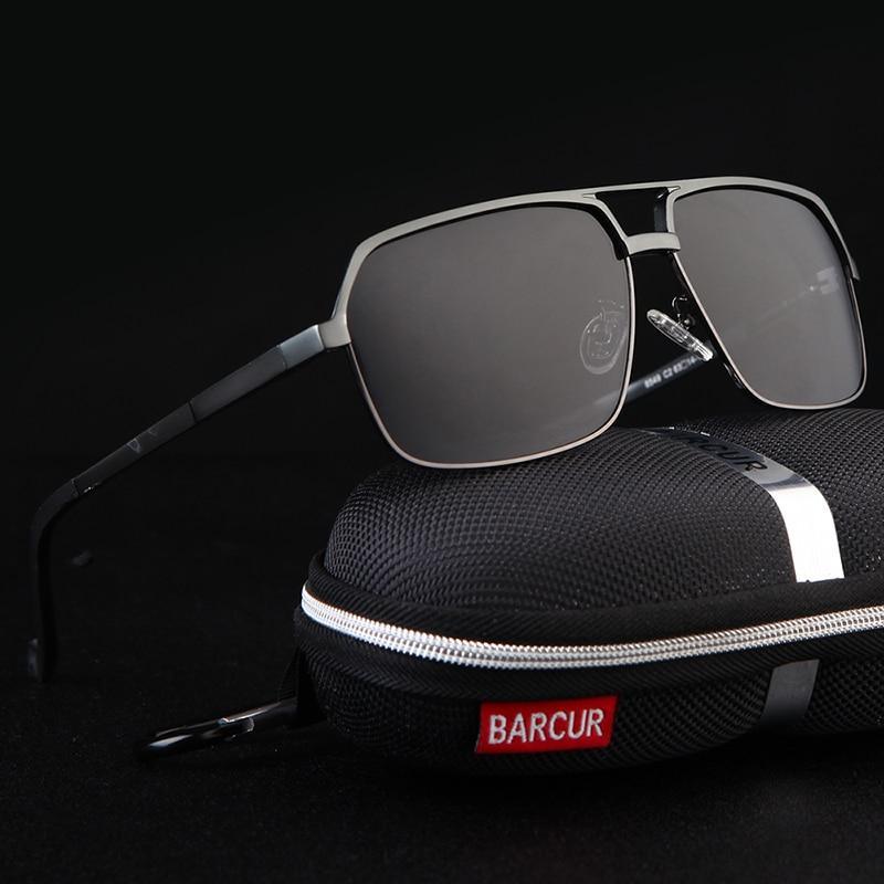 Unisex square sunglasses with aluminum frame and reflective mirror lenses