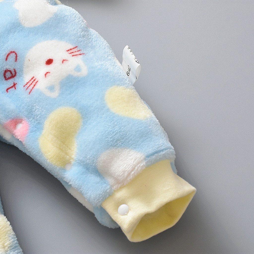Infant Cartoon Animal Fleece Romper - Warm Plush Jumpsuit